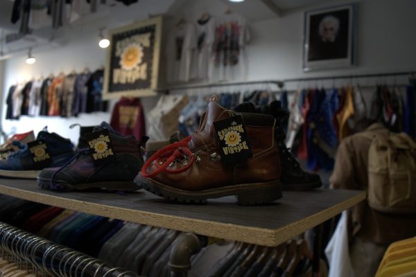 Shoes on display at Smileback Vintage in Minneapolis, Minnesota on April 22. Some businesses plan on adding outdoor seating, creating seasonal items or growing their social media presence for the upcoming summer months. 