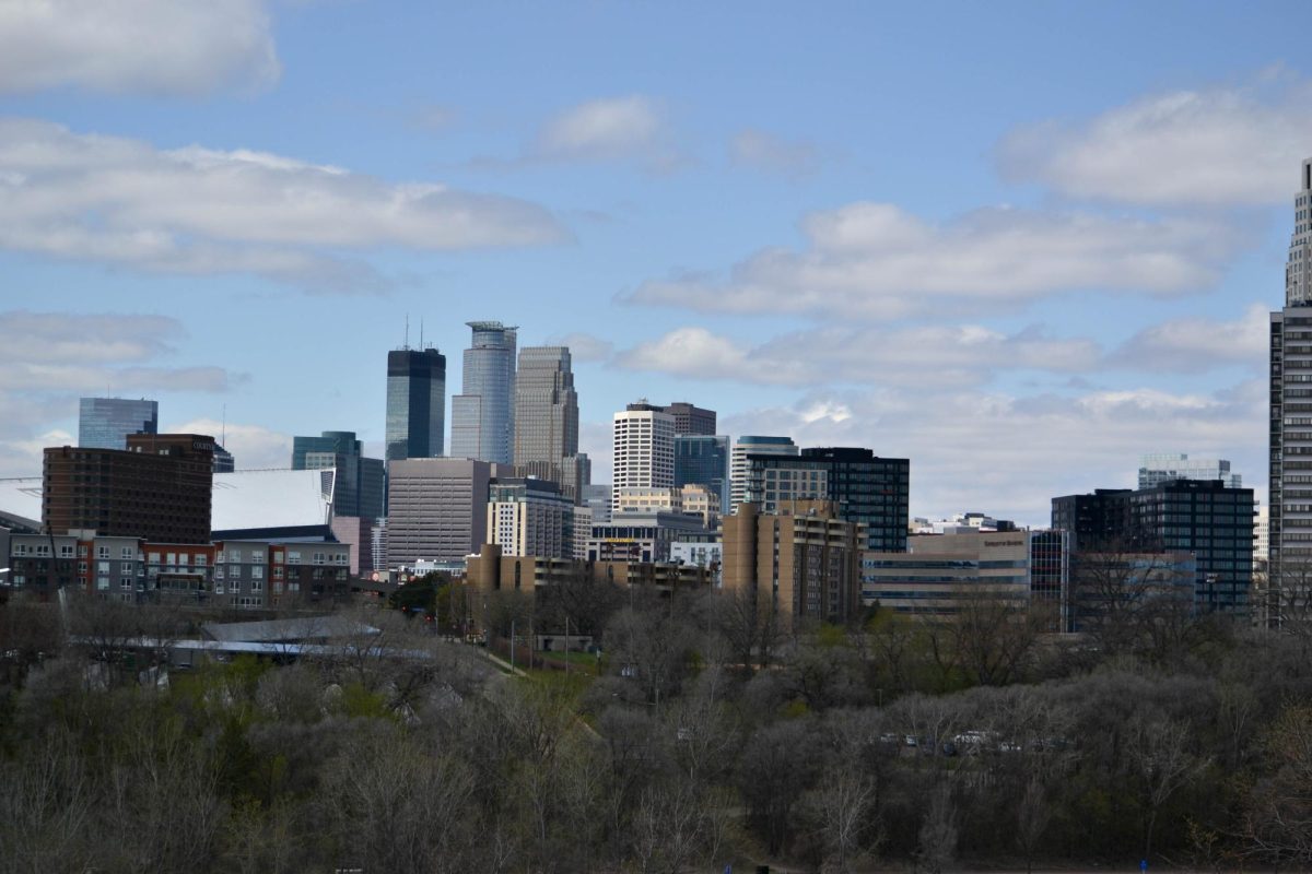 The Minneapolis skyline on Thursday. This view can be seen from the East Bank side of the Washington Avenue Bridge. 