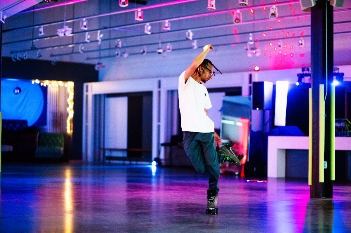 A skater performs tricks at the Friday Night Jamz event hosted by the Twin Cities Skaters Studio in uptown Friday, June 21.