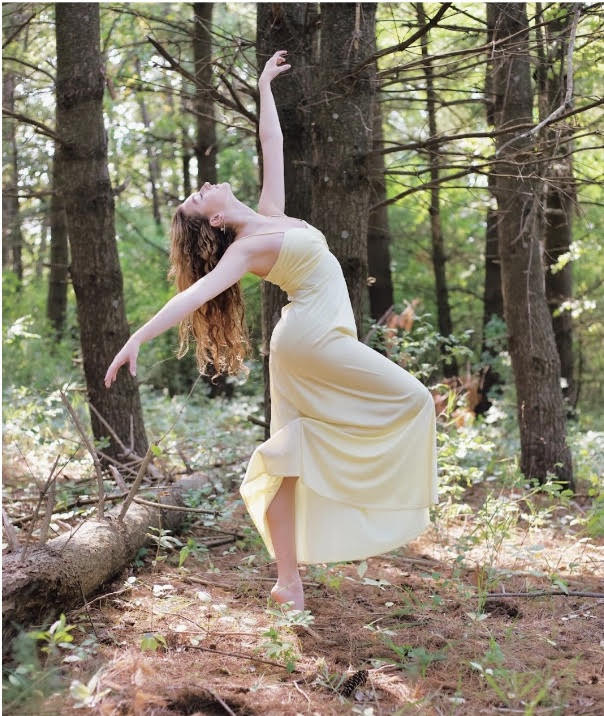 Alena Corniea posing in a forest dance photoshoot. Courtesy of Alena Corniea.