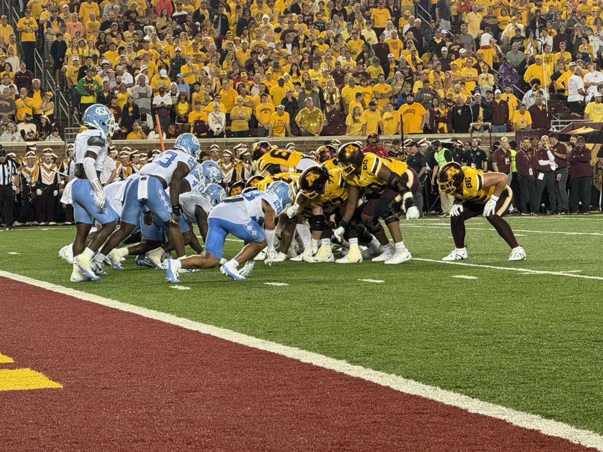 Minnesota’s home opener was delayed due to inclement weather, but the skies cleared before kickoff.