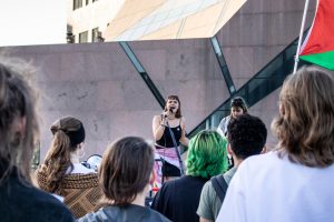 Students, faculty and community members marched Sept. 6 from the McNamara Alumni Center to Morrill Hall.