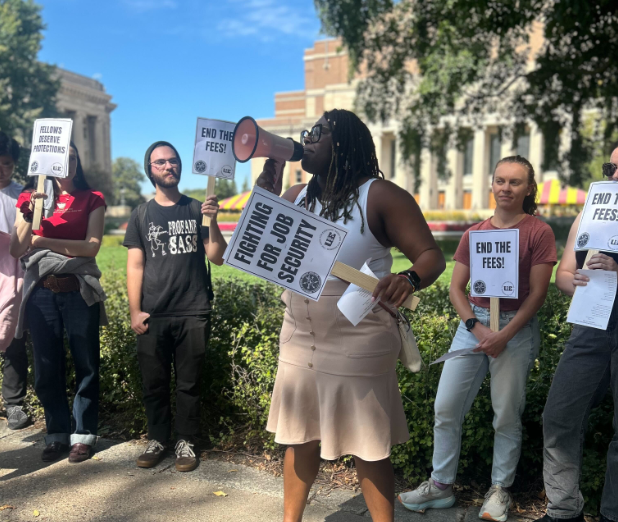 GLU members during a picket before the suspension. Photo courtesy of Sam Boland. Courtesy of Sam Boland.