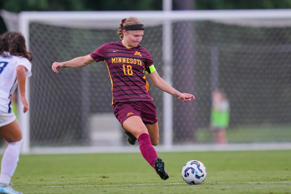 Senior captain Elizabeth Overberg started all games in Minnesota’s backline. Courtesy of Brad Rempel.