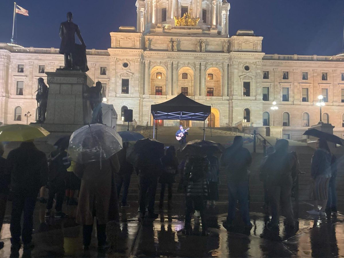 Around 30 people attended the rally in St. Paul to show solidarity with Minnesota’s laws protecting those providing gender-affirming care in Minnesota.