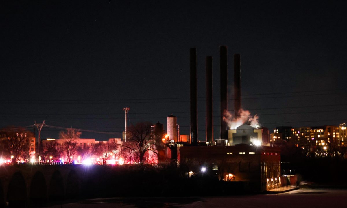 Smoke rises from the University of Minnesota Southeast Steam Plant in Minneapolis, February 7, 2026
