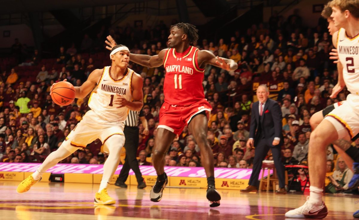 Isaac Asuma led the Gophers with 18 points on Feb. 8 against the University of Maryland.