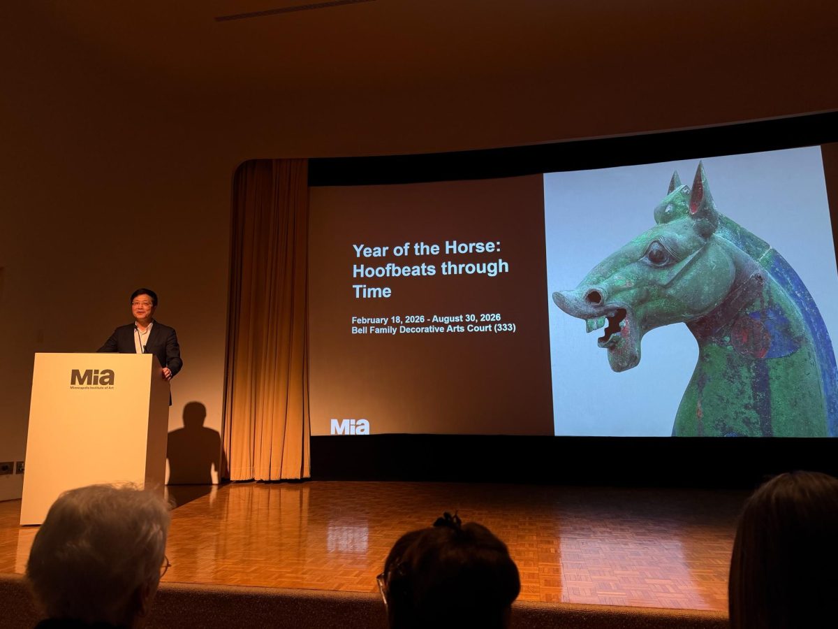 Liu Yang, Mia’s chair of Asian art and curator of Chinese art, took to the Pillsbury auditorium stage at the Minneapolis Institute of Art to introduce their latest exhibition: Year of the Horse: Hoofbeats Through Time.