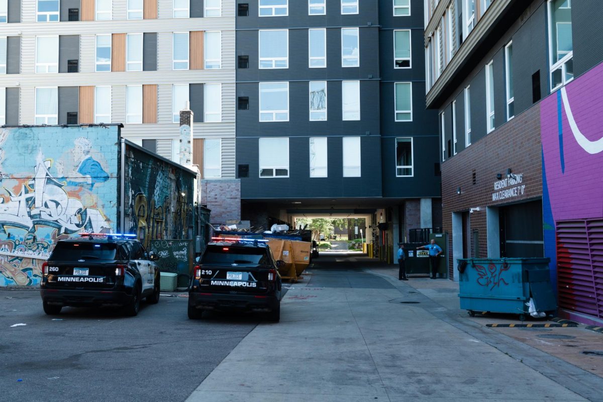 The Minneapolis Police Department responds to a stabbing at Identity Apartments in Minneapolis, Minn. Sunday, July 12, 2026.